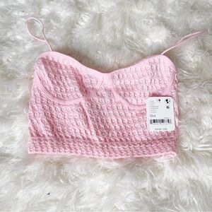 Free People Soft Pink Smocked Bralette Crop Top